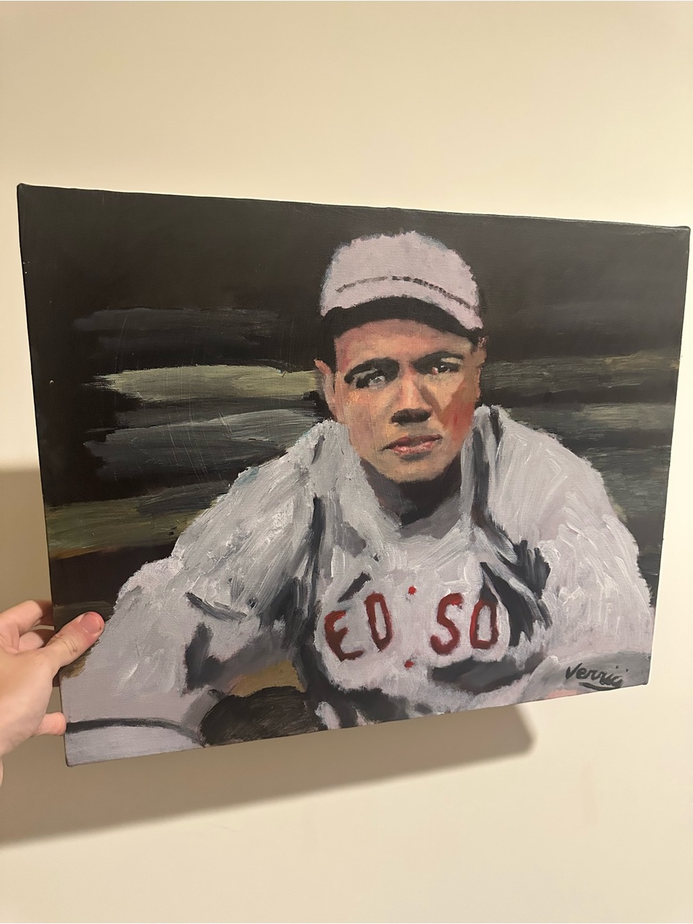 Babe Ruth curse of the bambino Vintage Baseball 16x20 Portrait Painting